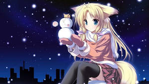 Kawaii Christmas Anime Girl Wallpaper