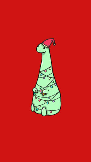 Kawaii Christmas Dino Wallpaper