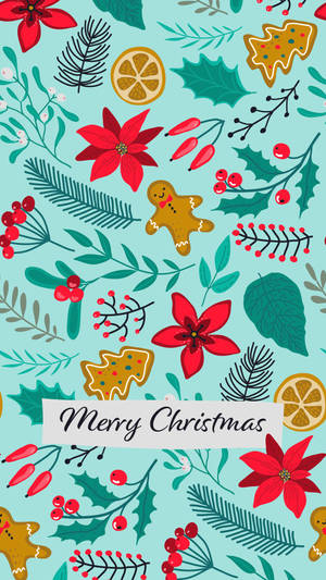 Kawaii Christmas Leaves Wallpaper