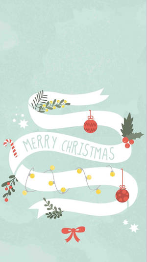 Kawaii Christmas Mint Green Backdrop Wallpaper