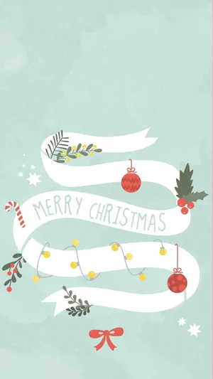 Kawaii Christmas Mint Green Backdrop Wallpaper