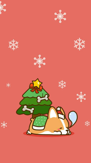 Kawaii Christmas Sleeping Corgi Wallpaper