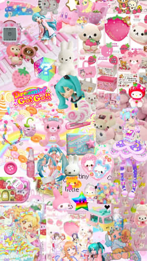 Kawaii Collage Pink Pastel Paradise Wallpaper