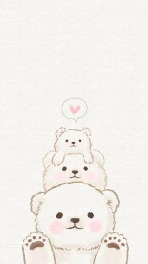 Kawaii Cute Animals White Bears Wallpaper