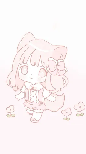 Kawaii Cute Anime Pink Little Girl Wallpaper
