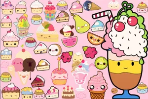 Kawaii Dessert Collage Aesthetic Wallpaper