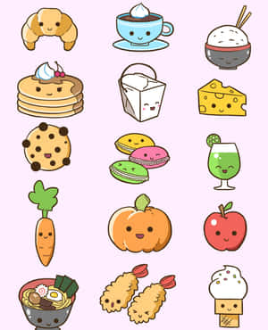 Kawaii Food Explosion In Pastel Colors Wallpaper