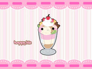 Kawaii Food On Colorful Background Wallpaper