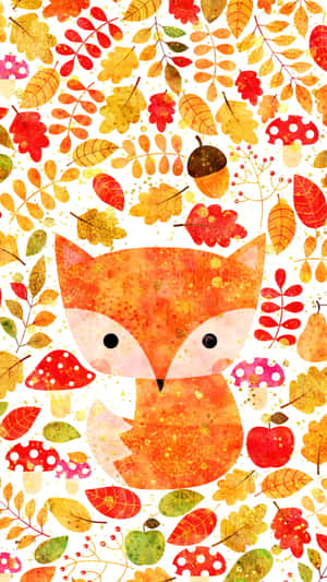 Kawaii Fox: A Cute And Playful Creature In A Mystical Forest Wallpaper