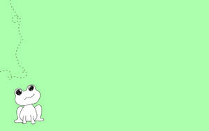 Kawaii Frog On Green Drawing Wallpaper