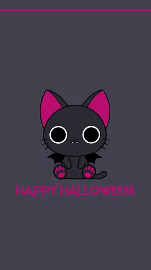 Kawaii Halloween Creepy Cat Wallpaper