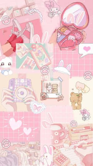 Kawaii Pink Aesthetic Collage Wallpaper