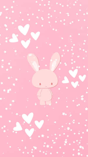 Kawaii Pink Bunny Aesthetic Wallpaper Wallpaper