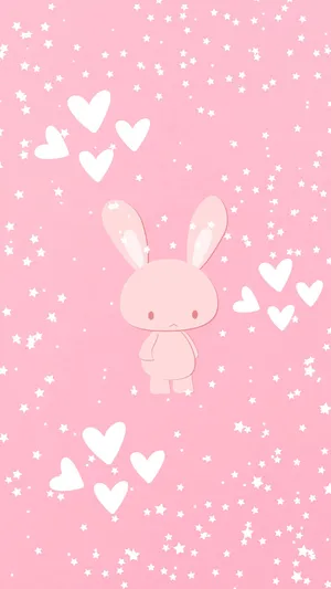 Kawaii Pink Bunny Aesthetic Wallpaper Wallpaper