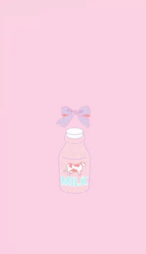 Kawaii Pink Milk Bottle Aesthetic Wallpaper