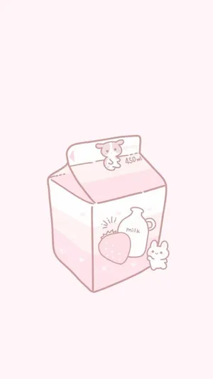 Kawaii Pink Milk Carton Aesthetic Wallpaper