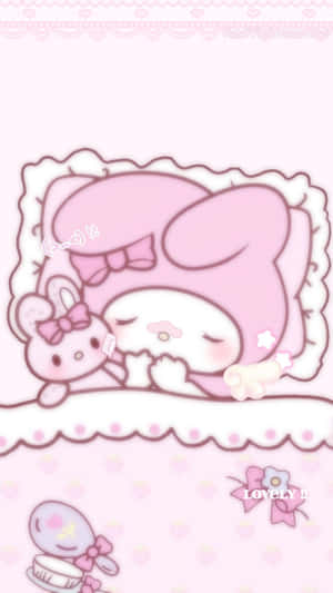 Kawaii Pink Sleeping Character Wallpaper Wallpaper