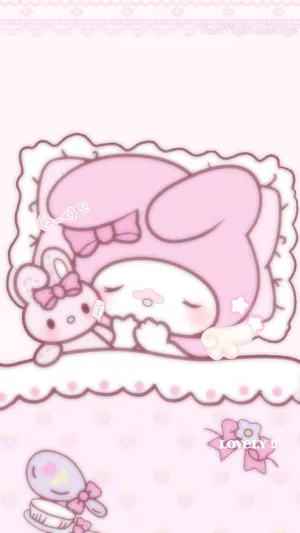 Kawaii Pink Sleeping Character Wallpaper Wallpaper