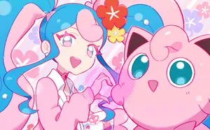 Kawaii Pokemonand Trainer Illustration Wallpaper