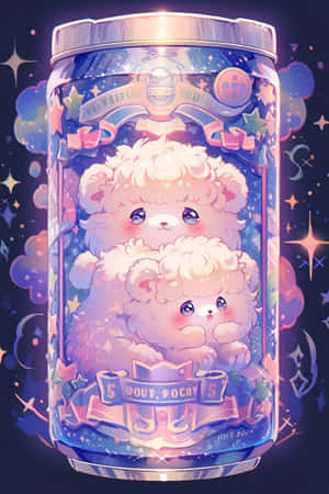 Kawaii Poodle In A Jar Illustration Wallpaper
