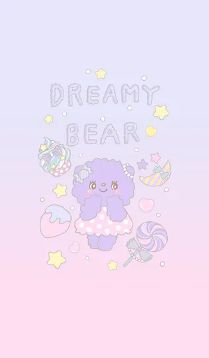 Kawaii Purple Dreamy Bear Wallpaper