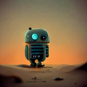 Kawaii Robot Embracing Nature Wallpaper