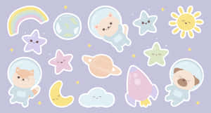 Kawaii Space Adventure Wallpaper