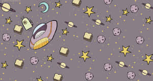 Kawaii Space Adventure Wallpaper