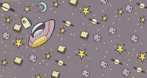 Kawaii Space Adventure Wallpaper