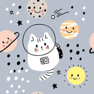 Kawaii Space Adventure Wallpaper