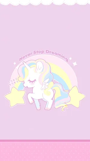 Kawaii Unicorn Enjoying A Magical Day Wallpaper