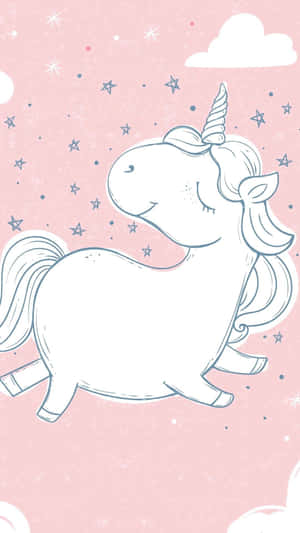 Kawaii Unicorn On A Rainbow Wallpaper