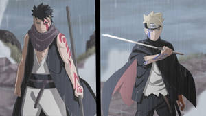 Kawaki Versus Boruto In The Rain Wallpaper