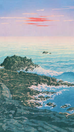 Kawase Hasui Coastal Sunset Wallpaper