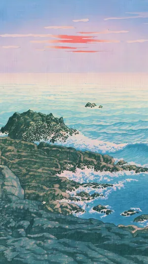 Kawase Hasui Coastal Sunset Wallpaper