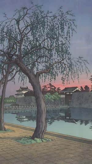 Kawase Hasui Evening Landscape Wallpaper