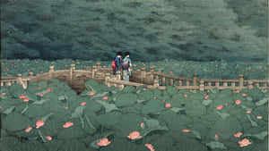 Kawase Hasui Lotus Pond Bridge Wallpaper