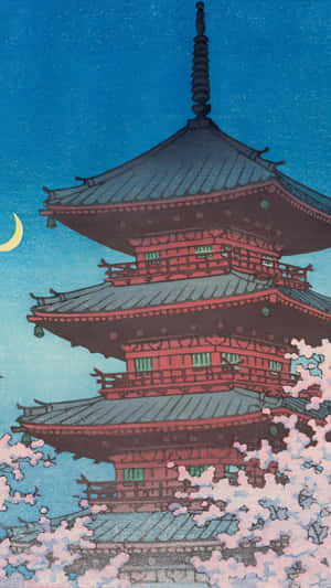 Kawase Hasui Moonlit Pagoda Wallpaper