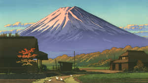 Kawase Hasui Mount Fuji Scene Wallpaper