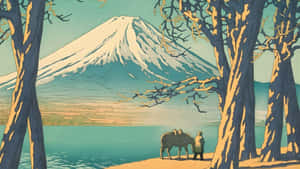 Kawase Hasui Mount Fuji View Wallpaper