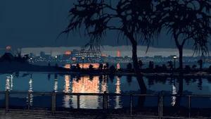 Kawase Hasui Night Reflections Wallpaper