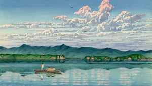 Kawase Hasui Serene Lake Scene Wallpaper