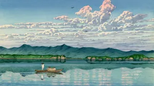 Kawase Hasui Serene Lake Scene Wallpaper