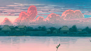 Kawase Hasui Twilight Reflections Wallpaper