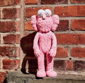 Kaws B F F Pink Figure Brick Background Wallpaper