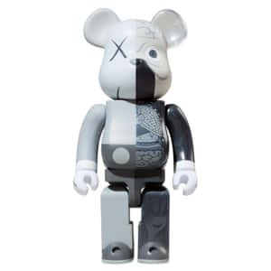 Kaws Bearbrick Figure Monochrome Wallpaper