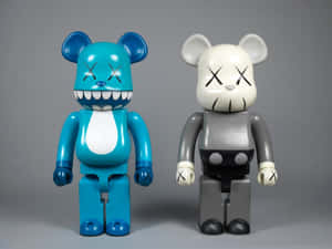 Kaws Bearbrick Figures Blueand Grey Wallpaper