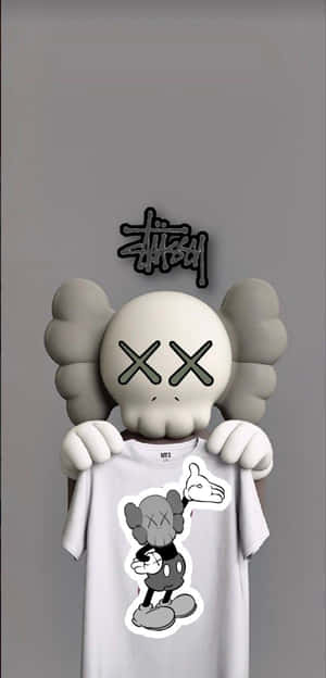 Kaws Character Holding Mickey Mouse Shirt Wallpaper