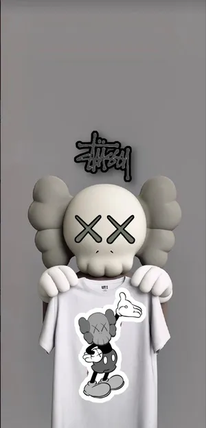 Kaws Character Holding Mickey Mouse Shirt Wallpaper