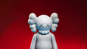 Kaws Companion Art Figure Red Background Wallpaper